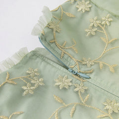 Dave&Bella Toddler Girls Grey Green Mesh A-line Princess Dress