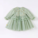 Dave&Bella Toddler Girls Grey Green Mesh A-line Princess Dress