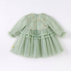 Dave&Bella Toddler Girls Grey Green Mesh A-line Princess Dress