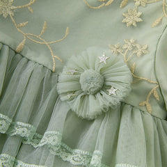 Dave&Bella Toddler Girls Grey Green Mesh A-line Princess Dress