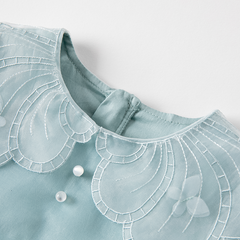 Dave&Bella Toddler Girls Autumn Noble Grey Blue Princess Mesh Dress