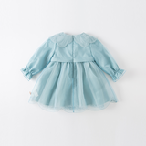 Dave&Bella Toddler Girls Noble Grey Blue Long-sleeved Princess Mesh Dress