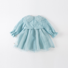 Dave&Bella Toddler Girls Autumn Noble Grey Blue Princess Mesh Dress