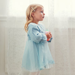 Dave&Bella Toddler Girls Autumn Noble Grey Blue Princess Mesh Dress