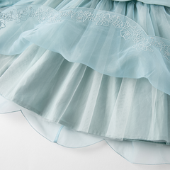 Dave&Bella Toddler Girls Autumn Noble Grey Blue Princess Mesh Dress