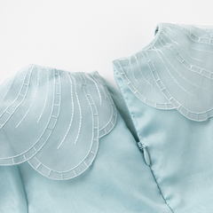 Dave&Bella Toddler Girls Autumn Noble Grey Blue Princess Mesh Dress