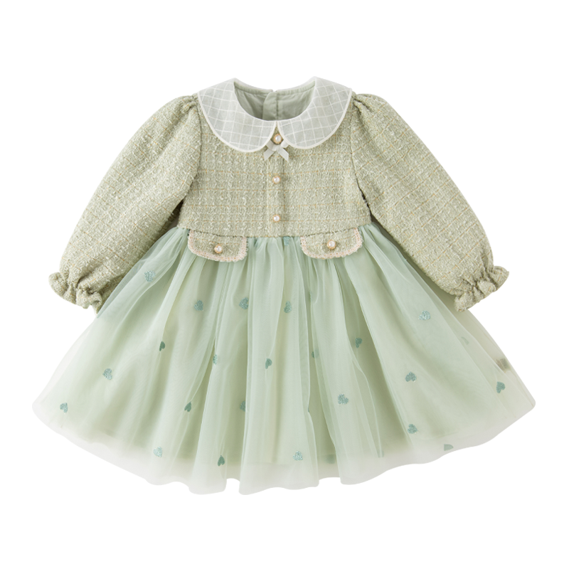 Dave&Bella Toddler Girls Delicate Grey Green A-line Party Mesh Dress