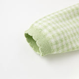 Dave&Bella Toddler Girls Fresh Green Plaid Knit Sweater Mesh Party Dress