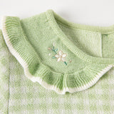 Dave&Bella Toddler Girls Fresh Green Plaid Knit Sweater Mesh Party Dress