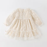 Dave&Bella Toddler Girls Beige Embroidered Craft Court Style Mesh Princess Dress (Copy)-1