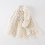 Dave&Bella Toddler Girls Beige Embroidered Craft Court Style Mesh Princess Dress (Copy)-1