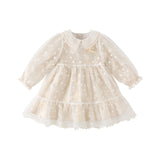 Dave&Bella Toddler Girls Beige Embroidered Craft Court Style Mesh Princess Dress (Copy)-1