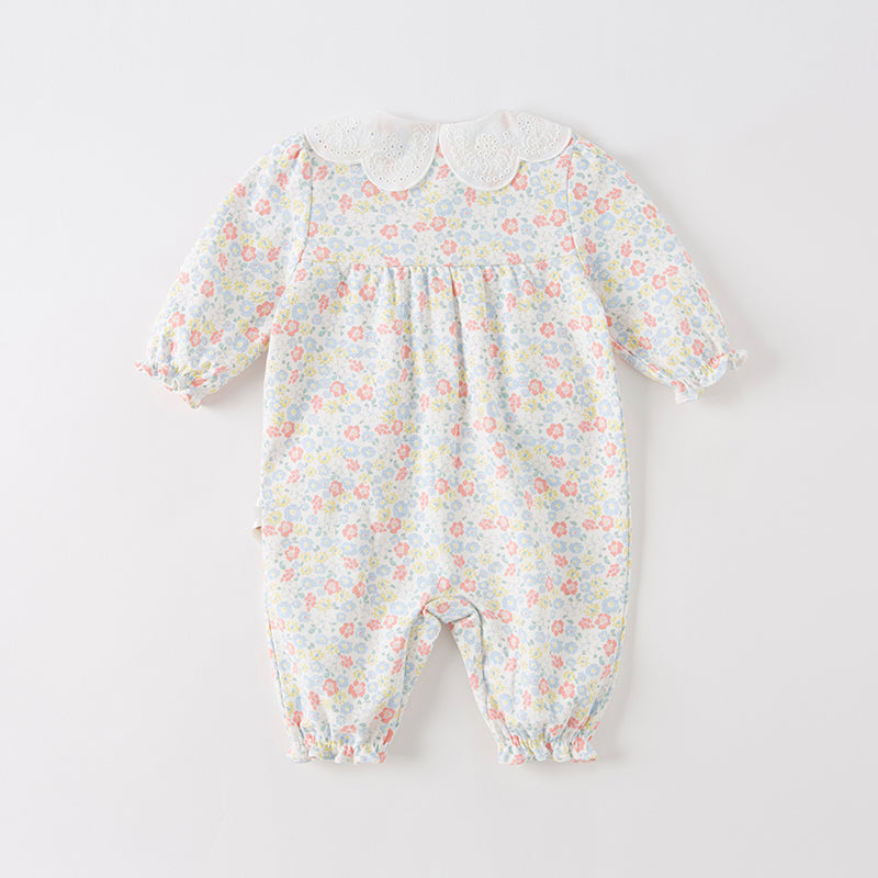 Dave&Bella Baby Girls Sweet Cotton Floral Print Rompers Jumpsuit