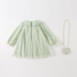Dave&Bella Kids Girls Fresh Green Mesh Princess Dress(wallet bag)