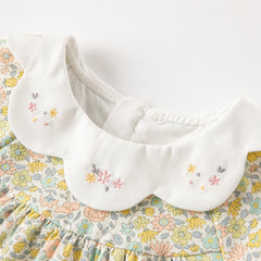 Dave&Bella Toddler Girls Autumn Cute Floral Lightweight Cotton A-line Dress(wallet bag)