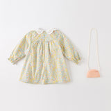 Dave&Bella Toddler Girls Cute Floral Lightweight Cotton A-line Dress(wallet bag)