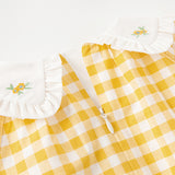 Dave&Bella Toddler Girls Summer Cotton Yellow White Plaid Doll Collar Casual Party Dress