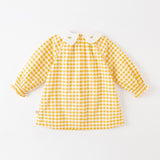 Dave&Bella Toddler Girls Summer Cotton Yellow White Plaid Doll Collar Casual Party Dress