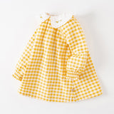 Dave&Bella Toddler Girls Summer Cotton Yellow White Plaid Doll Collar Casual Party Dress