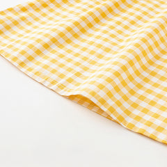 Dave&Bella Girls Summer Cotton Yellow White Plaid Doll Collar  Casual Party Dress