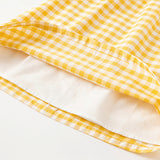 Dave&Bella Toddler Girls Summer Cotton Yellow White Plaid Doll Collar Casual Party Dress