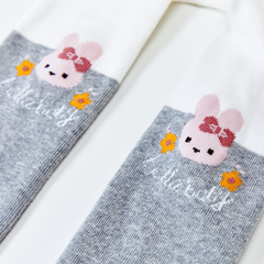 Dave&Bella Girls Autumn White Rabbit Print Footed Tights Leggings