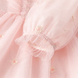 Dave&Bella Toddler Girls Adorable Light Pink Square Collar Mesh Princess Dress