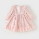 Dave&Bella Toddler Girls Adorable Light Pink Square Collar Mesh Princess Dress