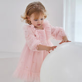 Dave&Bella Toddler Girls Adorable Light Pink Square Collar Mesh Princess Dress