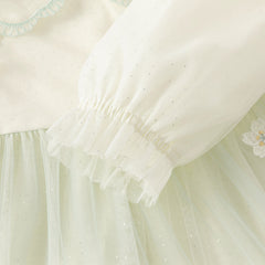 Dave&Bella Toddler Girls Classic Bamboo Green Chinese-style Fashion A-line Mesh Dress