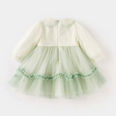 Dave&Bella Toddler Girls Classic Bamboo Green Chinese-style Fashion A-line Mesh Dress