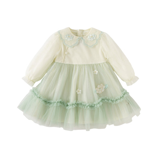 Dave&Bella Toddler Girls Classic Bamboo Green Chinese-style Fashion A-line Mesh Dress