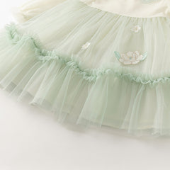 Dave&Bella Toddler Girls Classic Bamboo Green Chinese-style Fashion A-line Mesh Dress