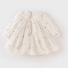 Dave&Bella Toddler Girls Spring/Autumn Beige Princess Mesh Dress