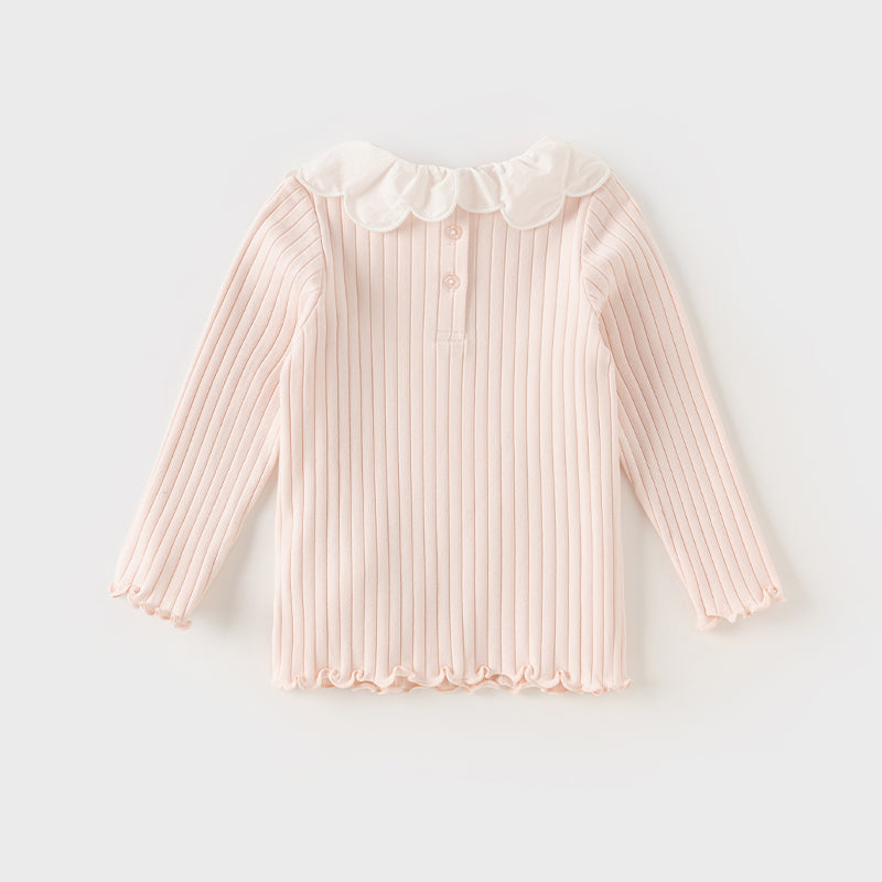 Dave&Bella Toddler Girls Sweet Light Pink/White Cotton T-Shirts