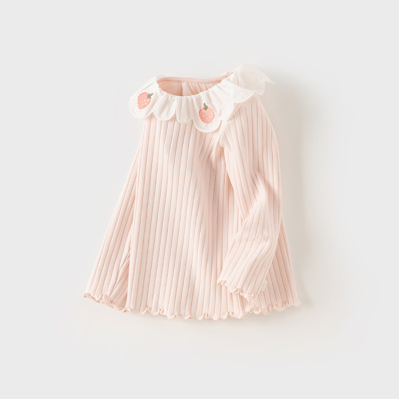 Dave&Bella Toddler Girls Sweet Light Pink/White Cotton T-Shirts