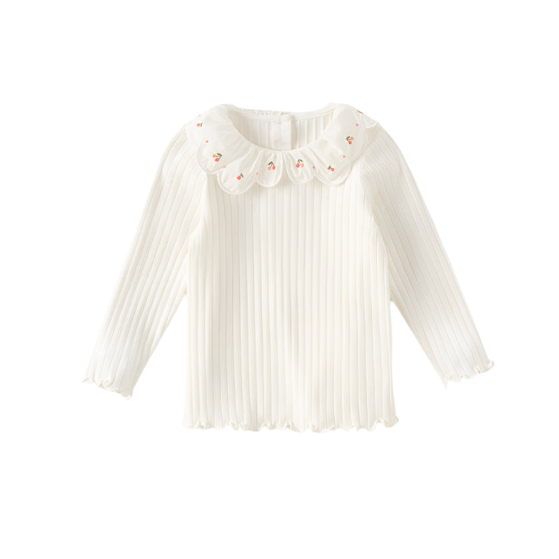 Dave&Bella Toddler Girls Sweet Light Pink/White Cotton T-Shirts