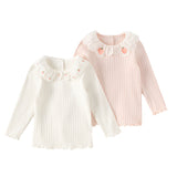 Dave&Bella Toddler Girls Sweet Light Pink/White Cotton T-Shirts
