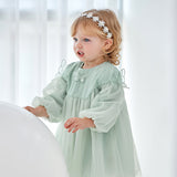 Dave&Bella Girls Green Long Sleeve Tulle A-Line Party Dress