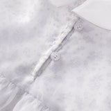 Dave&Bella Toddler Girls Stylish Grey Purple Floral Print Mesh Party Dress