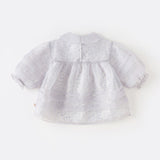 Dave&Bella Toddler Girls Stylish Grey Purple Floral Print Mesh Party Dress
