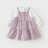 Dave&Bella Toddler Girls Purple Floral Sweet A-line Birthday Dress