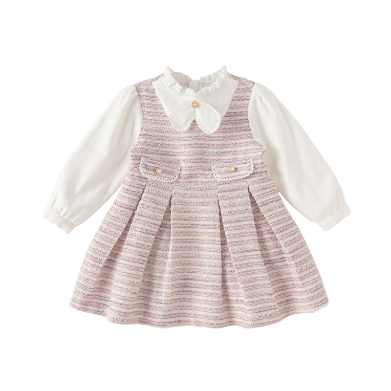Dave&Bella Toddler Girls Autumn Purple Striped Princess Dress