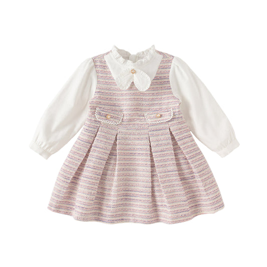 Dave&Bella Toddler Girls Autumn Purple Striped Princess Dress