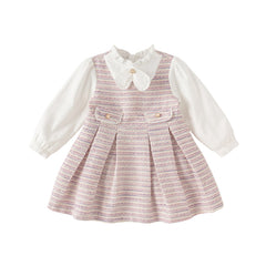 Dave&Bella Toddler Girls Autumn Purple Striped Princess Dress