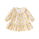 Dave&Bella Toddler Girls Cute Orange Pink Floral Cotton Dresses