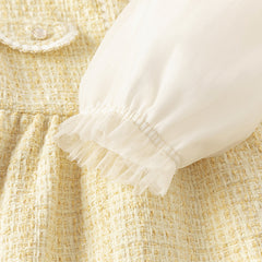 Dave&Bella Toddler Girls Autumn Yellow Romantic French-style Princess Dress(wallet bag)