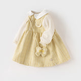 Dave&Bella Toddler Girls Yellow Romantic French-style Princess Dress(wallet bag)