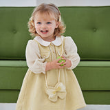 Dave&Bella Toddler Girls Yellow Romantic French-style Princess Dress(wallet bag)