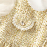 Dave&Bella Toddler Girls Yellow Romantic French-style Princess Dress(wallet bag)